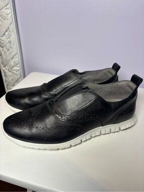 Cole Haan Women’s Zerogrand Black Leather Slip-On Wingtip Sneakers 9.5